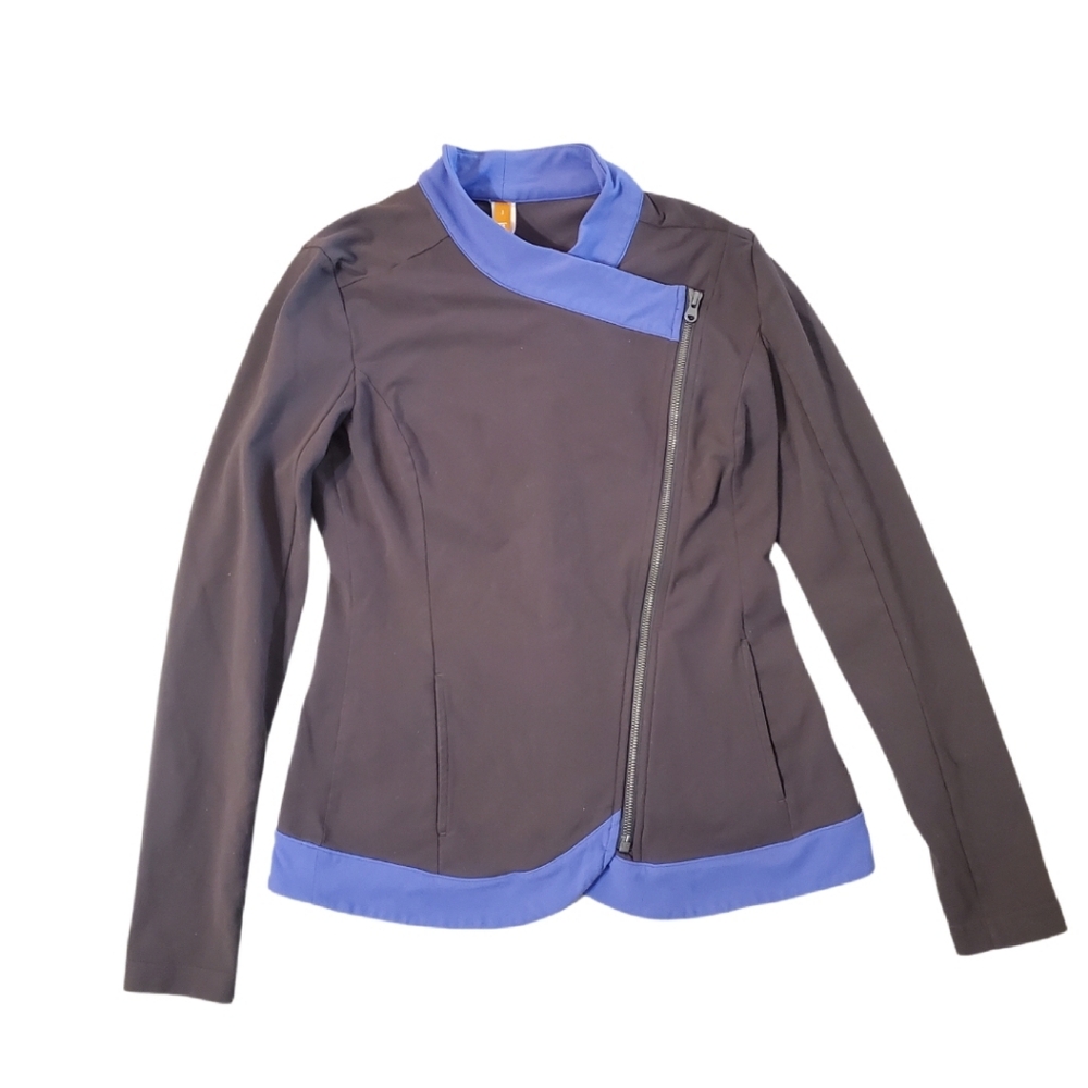 Lucy Athletic Women's Gray Purple Asymetrical‎ Zip Yoga Workout Jacket Small